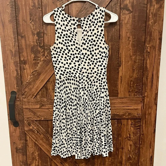 Loft‎ women’s white and black polka dot sleeveless midi dress size xsmall petite - Picture 3 of 7